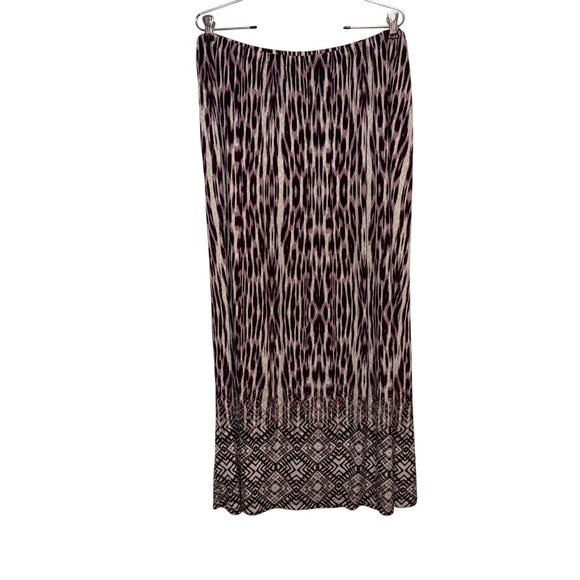 CJ Banks 1X Womens Maxi Skirt With Purple Leopard & Geometric - Picture 1 of 5